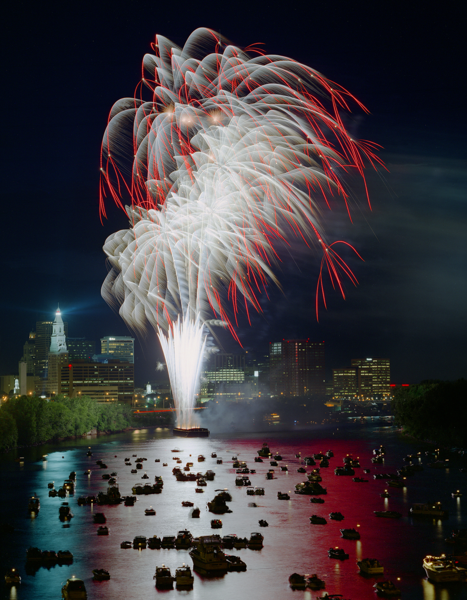 Fireworks over Connecticut River, Hartford, CT